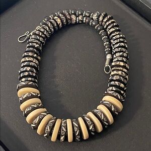 Vintage Carved Bone & Wood Tribal Style Necklace